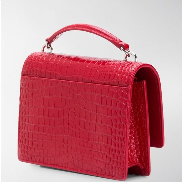 YSL Saint-Laurent Sunset Wallet on Chain Red Croc - Picture 9 of 10